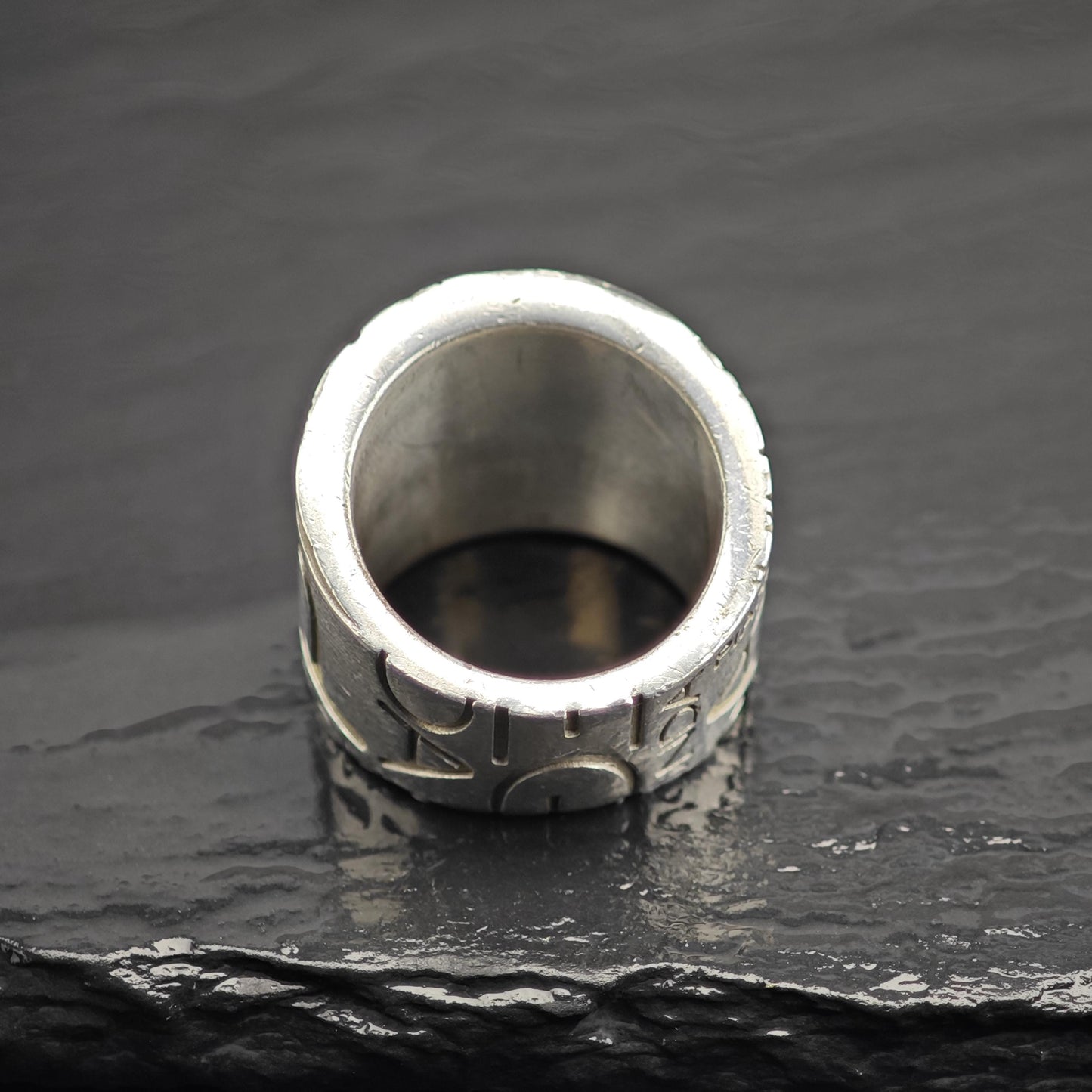 Pianegonda Gold Accent Stamped Design Sterling Silver Ring Sz 6 1/2 R6641