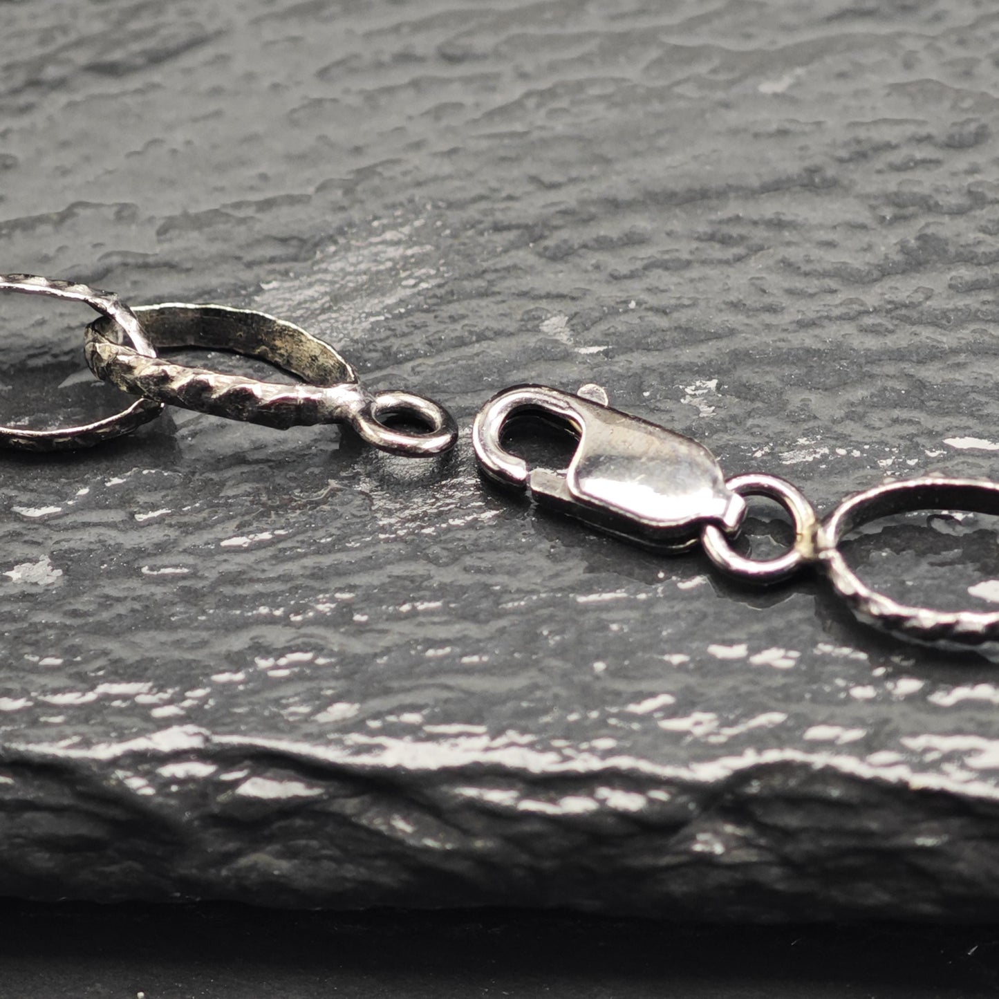 Black Oxidized Oval Chain Sterling Silver Necklace N2762
