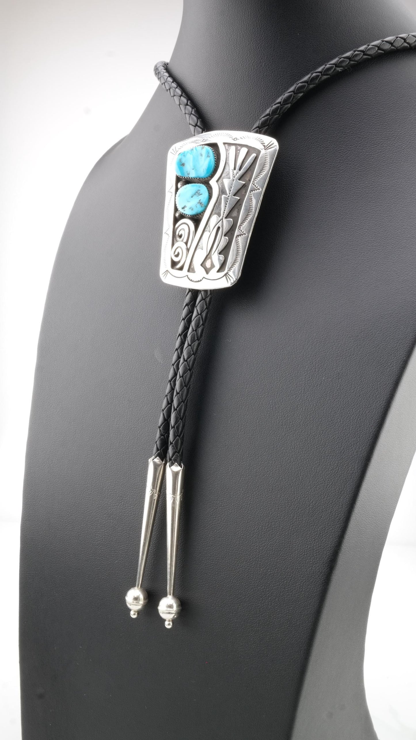 Turquoise Sleeping Beauty Bolo Tie Native American Sterling Silver Blue Necklace