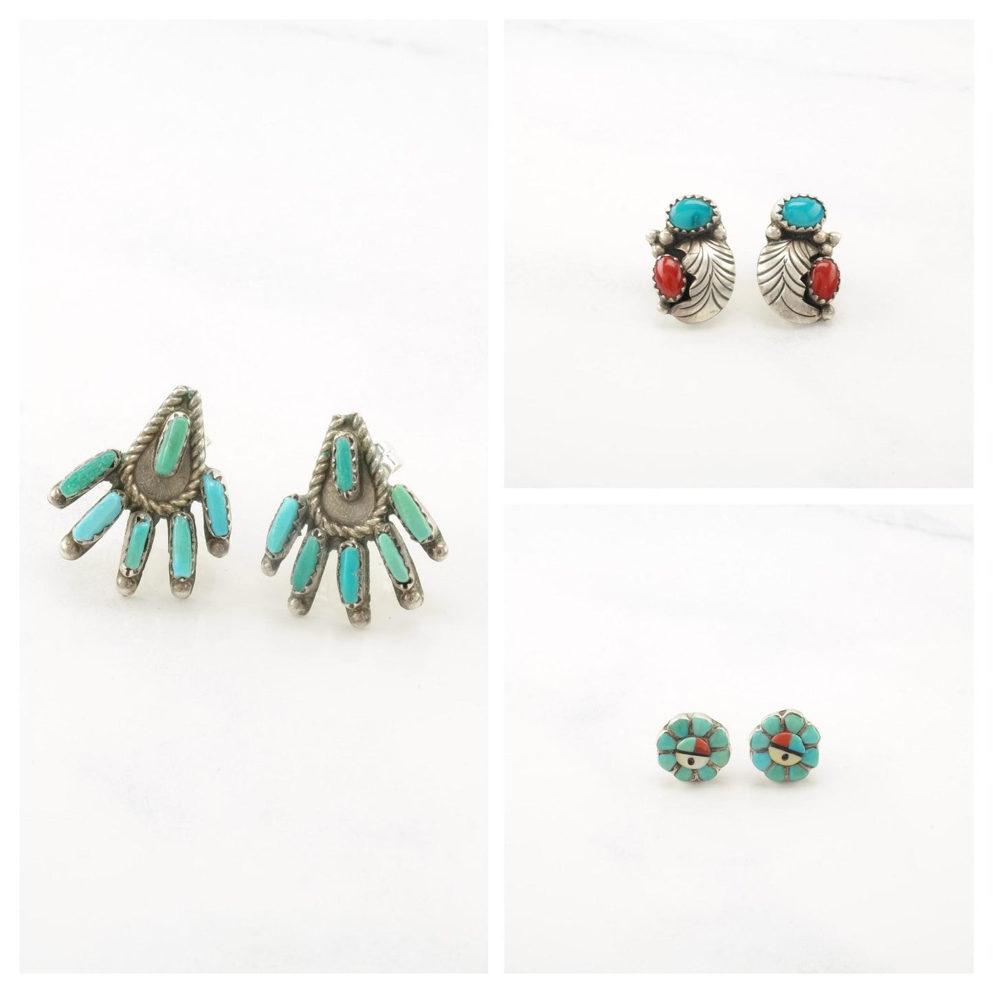 Choice of Vintage Native American Sterling Silver Stud Earrings