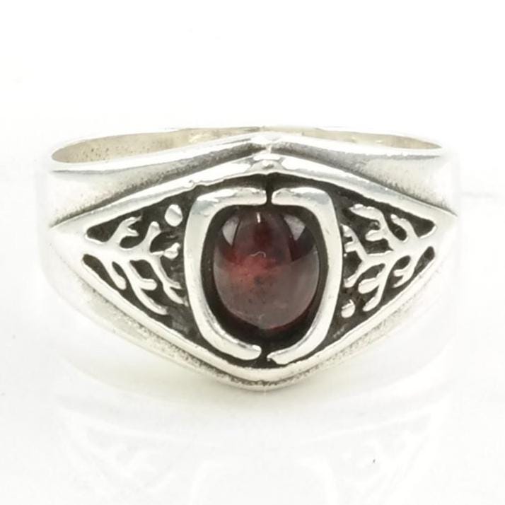 Vintage Sterling Silver Ring Garnet Overlay Red Size 11 1/4