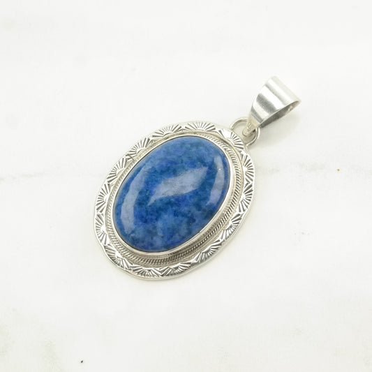 Native American Sodalite Sterling Silver Pendant