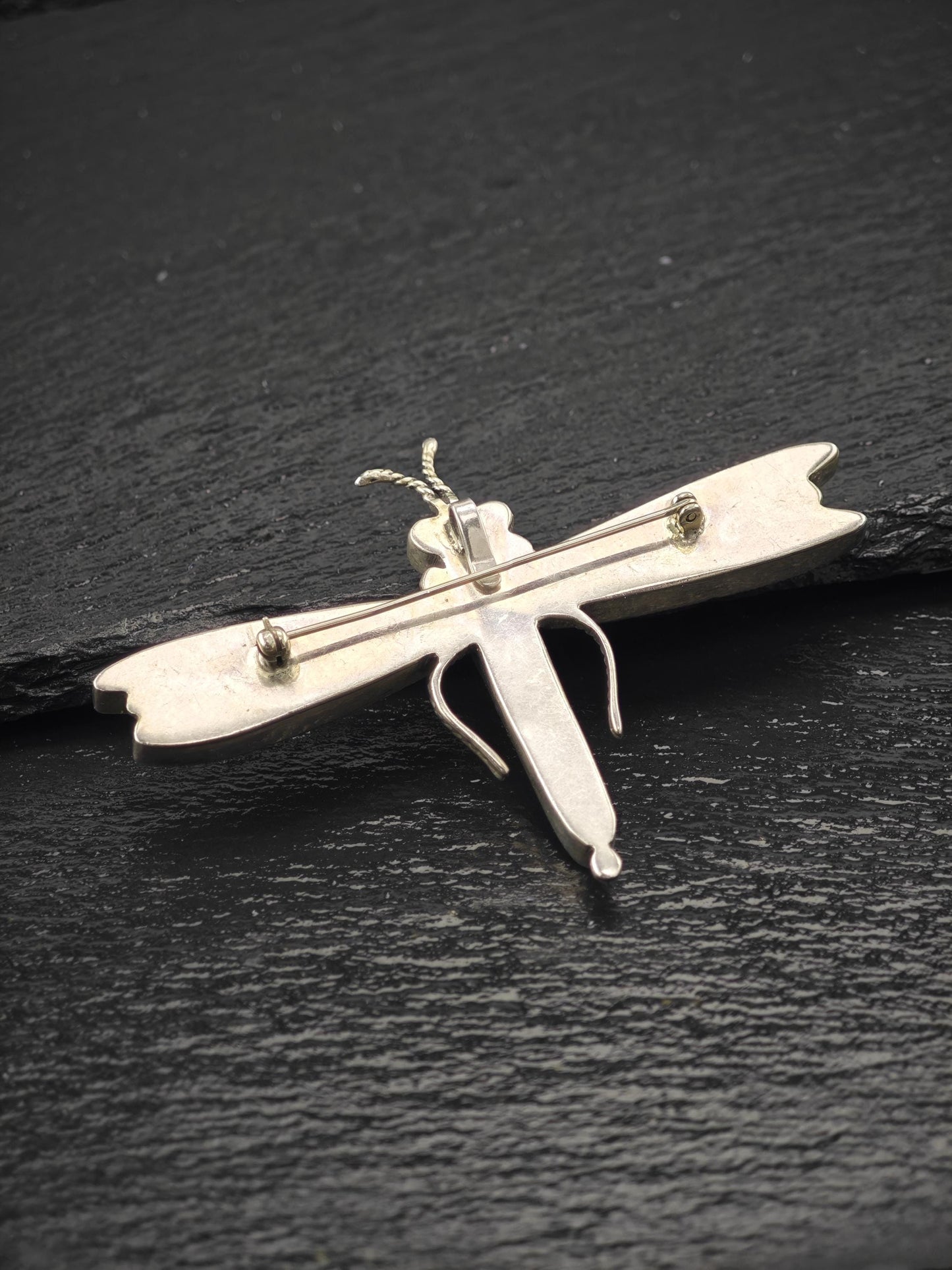 Attr. Lambert Homer Sr, Native American, Zuni Inlay, Dragonfly Brooch/Pendant Sterling Silver