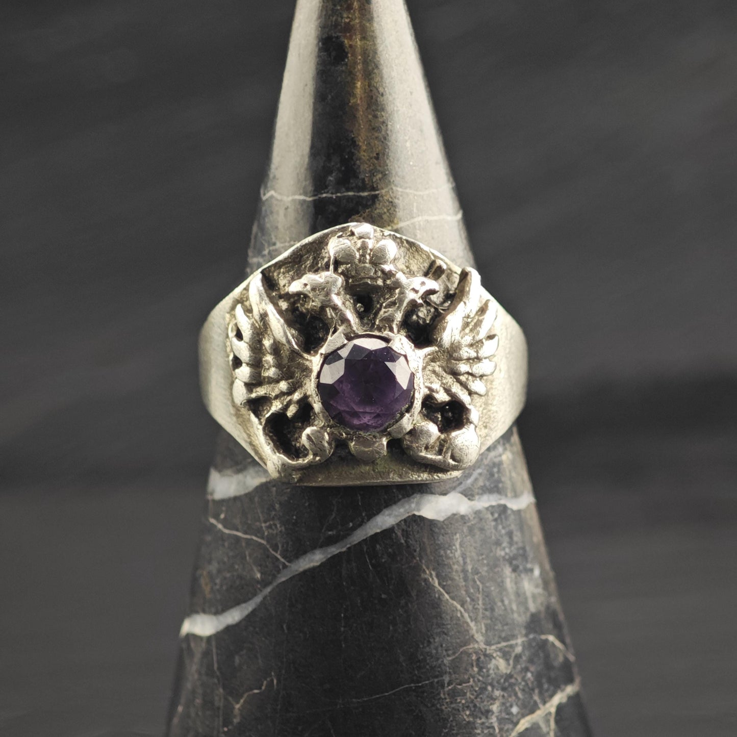 Color Change Corundum Double Eagle Sterling Silver Ring Sz 11 3/4 R6748