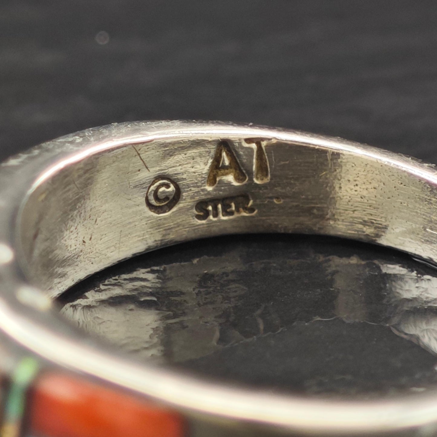 Native American Whitehorse Inlay Ring Sterling Silver