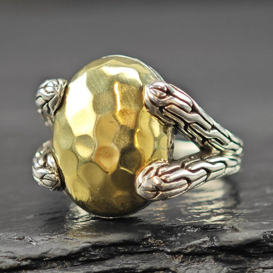 John Hardy 18K Gold Accent Ring Sterling Silver Sz 7 R6019