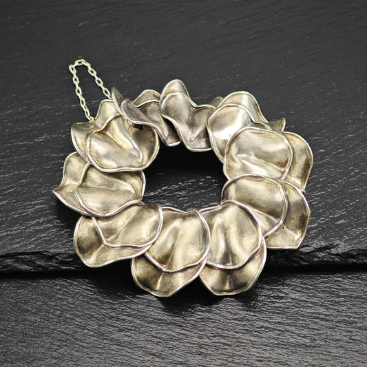 J Gabriel Abstract Rose Petal Link Bracelet Sterling Silver