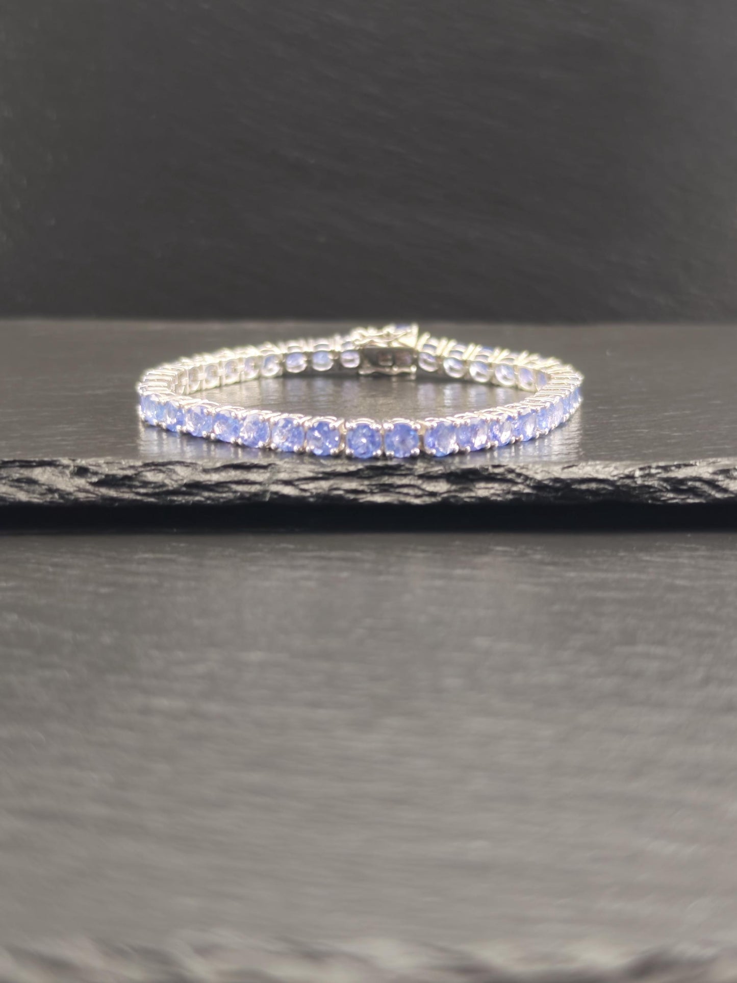 Vintage Included 14ctw Tanzanite Line Bracelet Sterling Silver