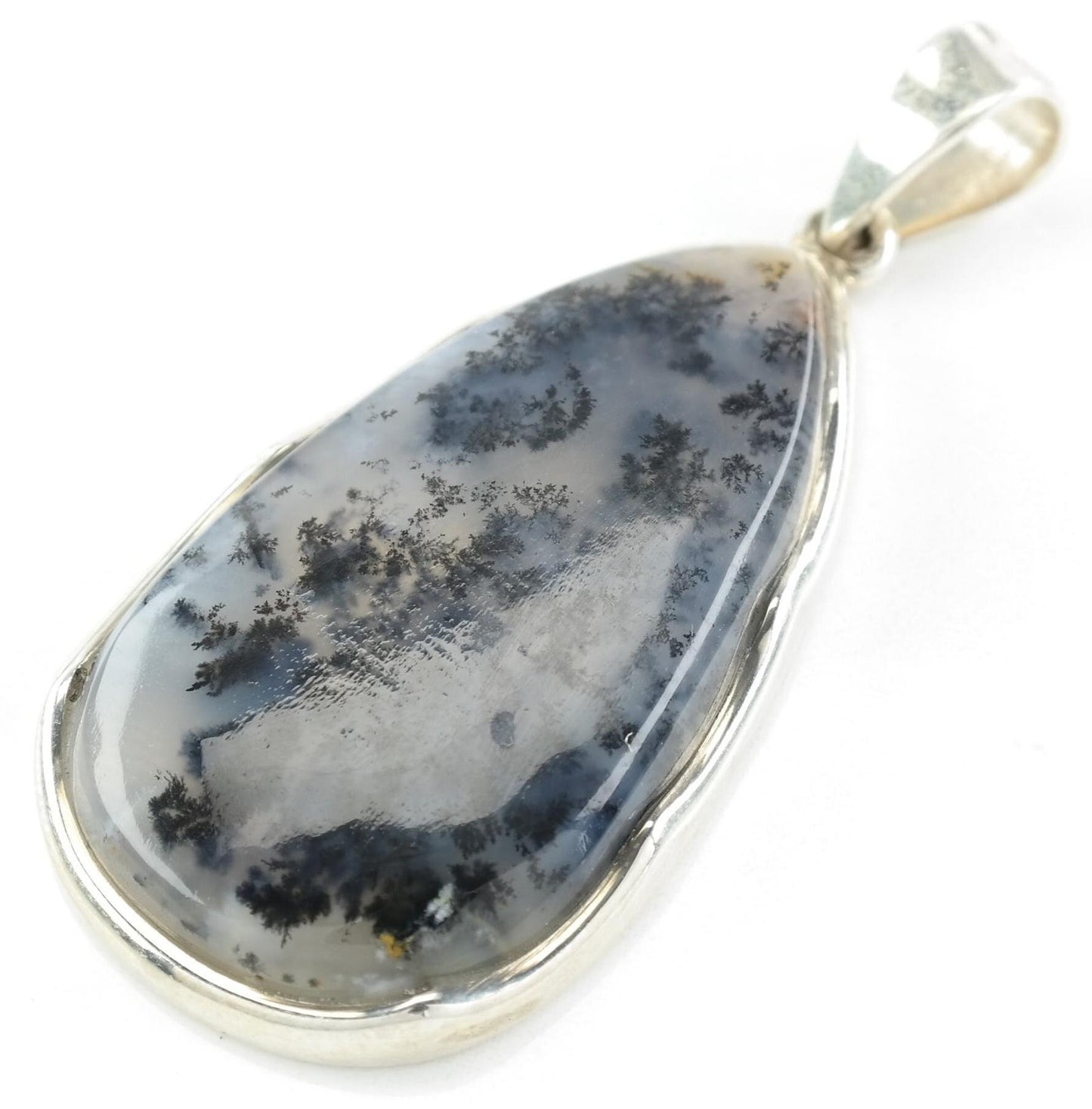 Dendritic Agate Oval Pendant Sterling Silver