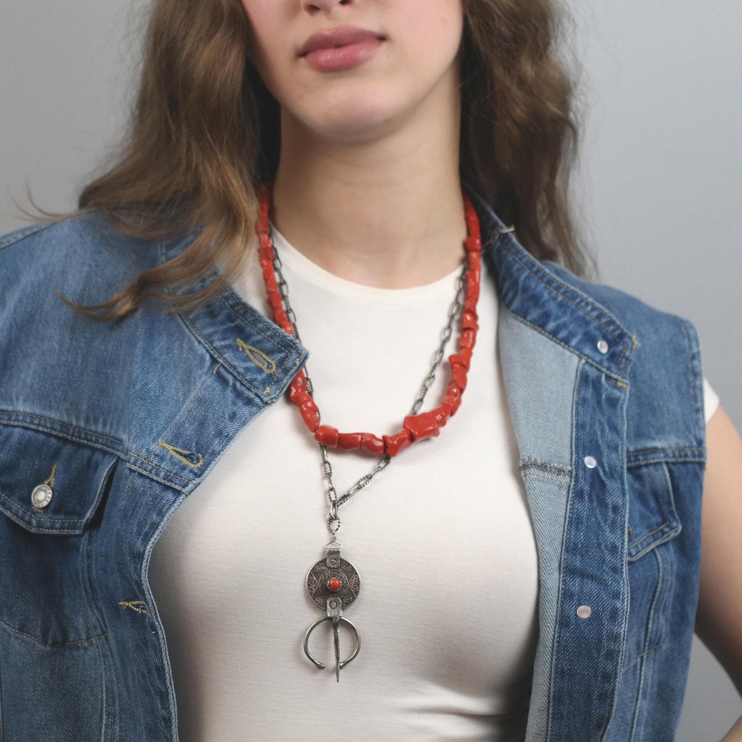 Natural Coral Necklace Native Sterling Silver Red Graduated 78g N2018