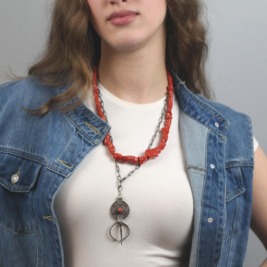 Natural Coral Necklace Native Sterling Silver Red Graduated 78g N2018