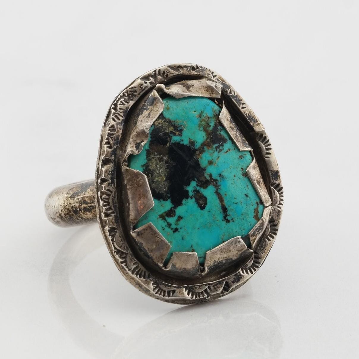 Turquoise Sterling Silver Ring Blue Size 12