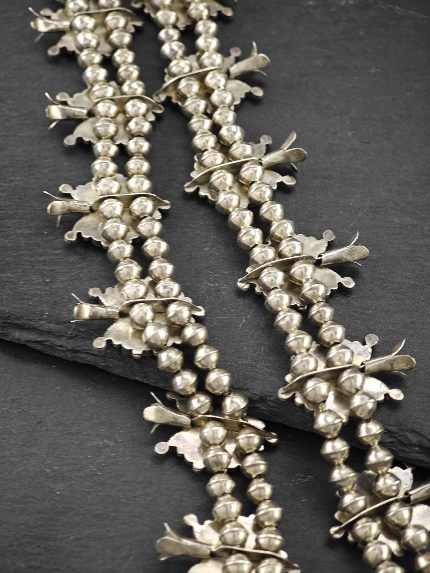 Historic Alice Quam, Zuni, Native American Squash Blossom Necklace Sterling Silver
