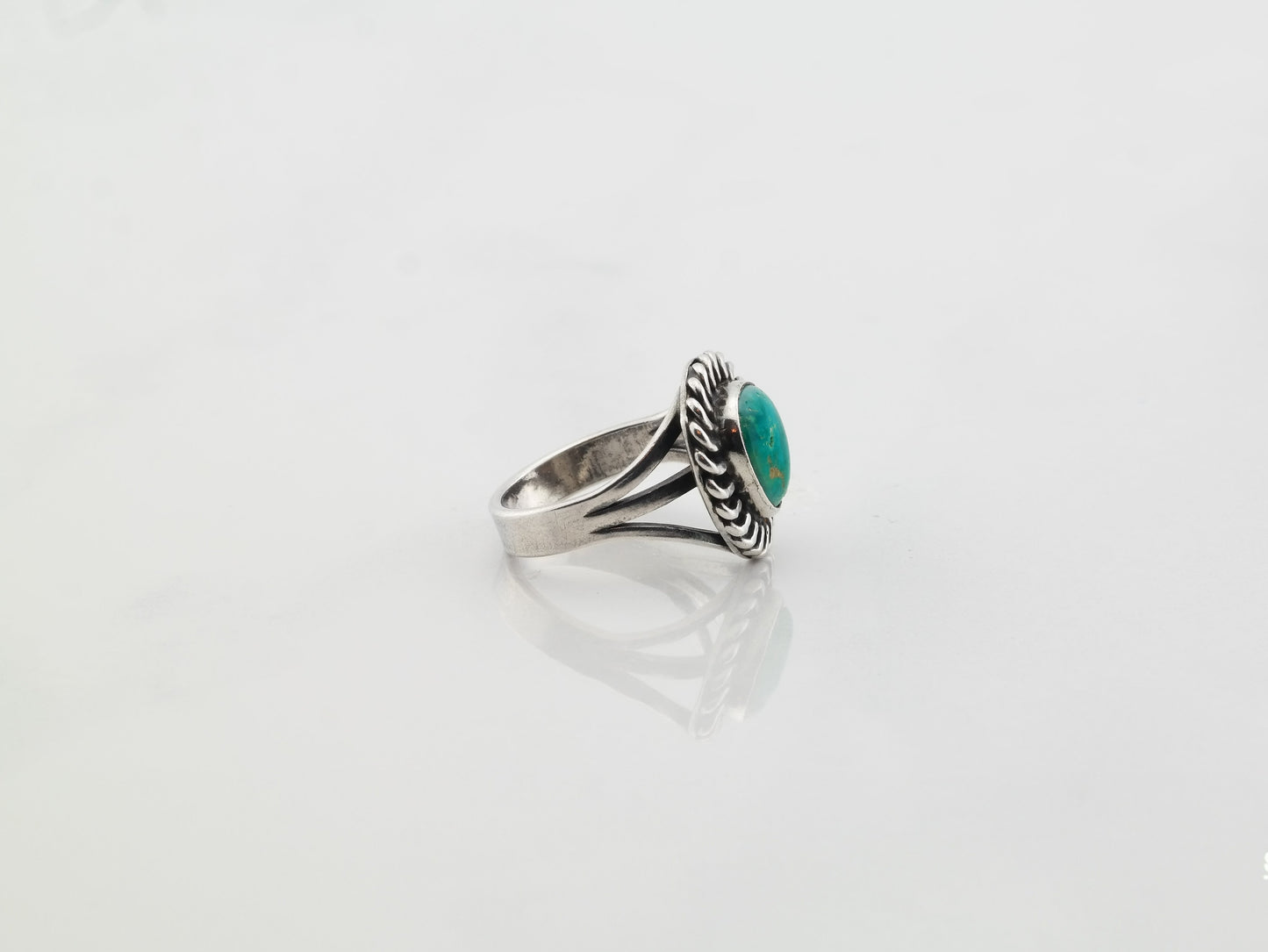 Southwest Silver Ring Turquoise Sterling Blue Size 5.5