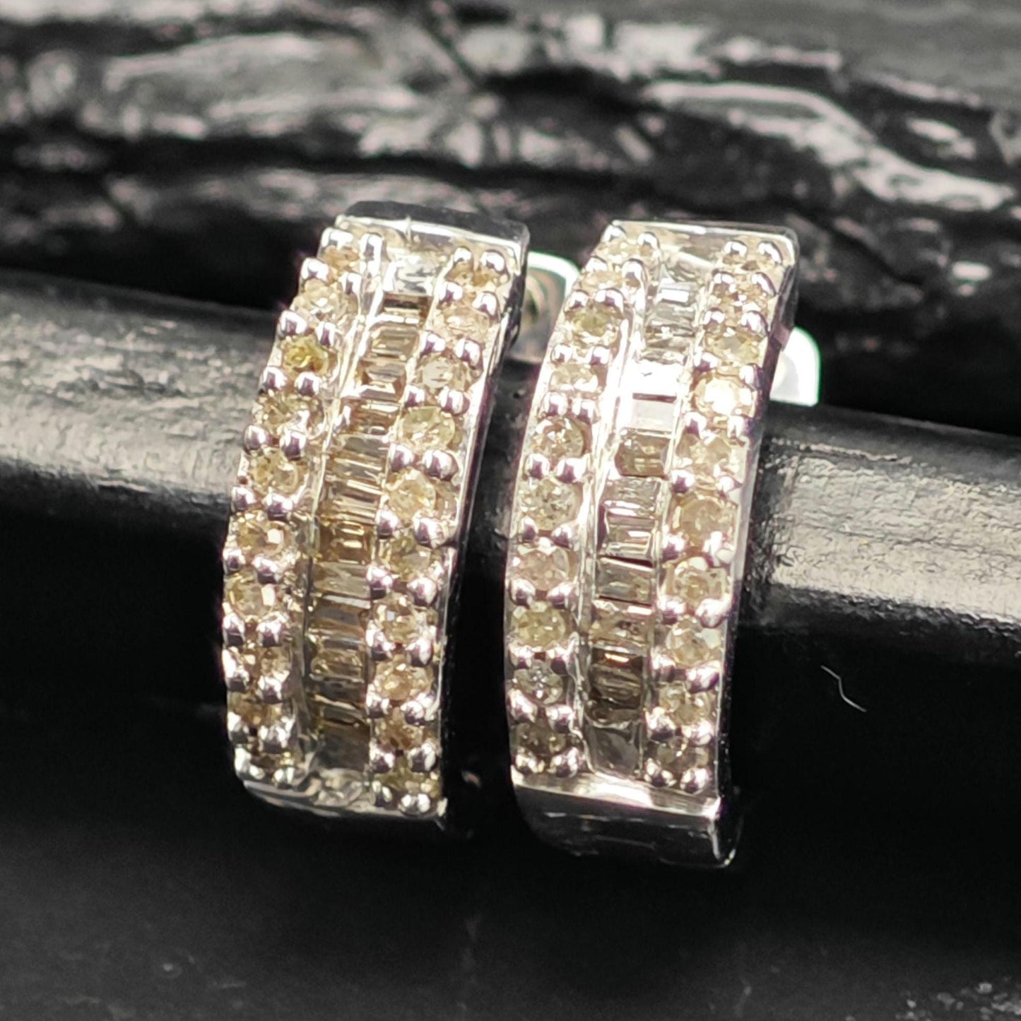 1/2cttw Diamond Mini Hoops Latch Back Sterling Silver Earrings ER3193