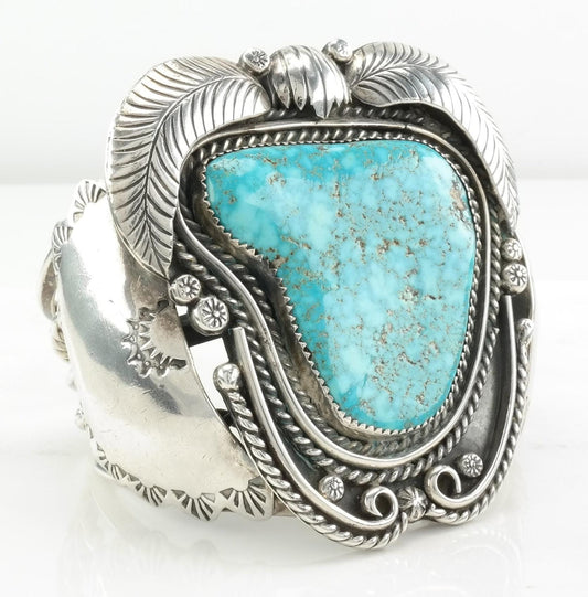 Kewa Cuff Bracelet Blue Kingman's Turquoise Leaf Sterling Silver