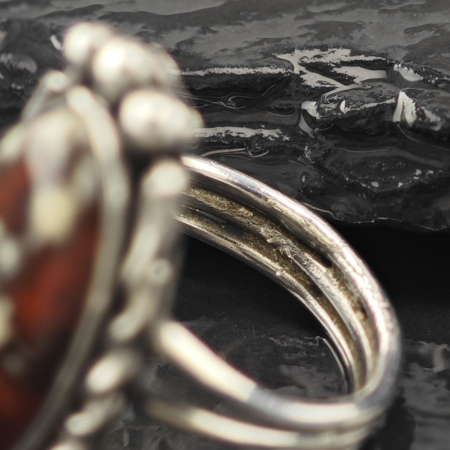 Vintage Sterling Silver Ring, Unique Gemstone Size 5 1/4