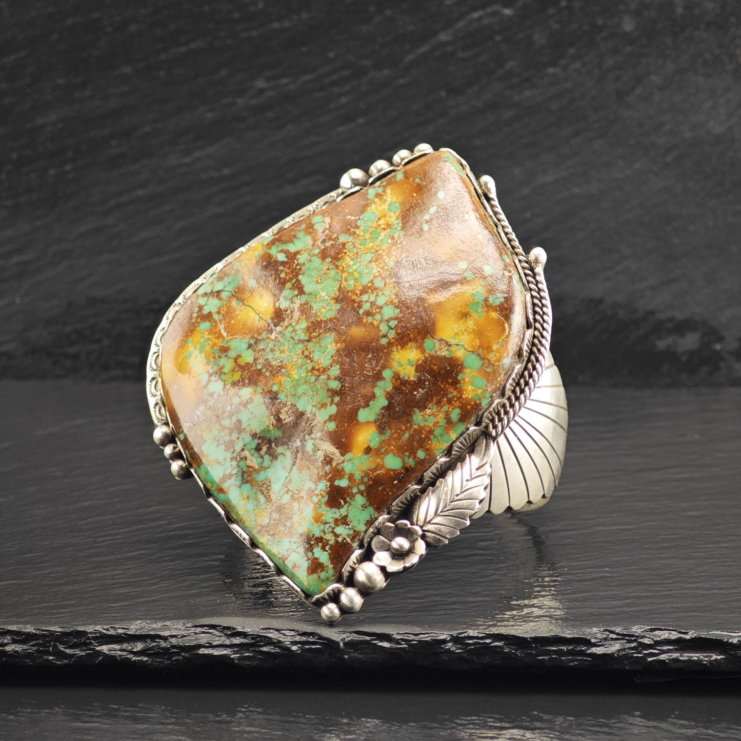AS IS SW Stabilized Large Turquoise Sterling Silver Cuff Sz 6 1/2" BR3114