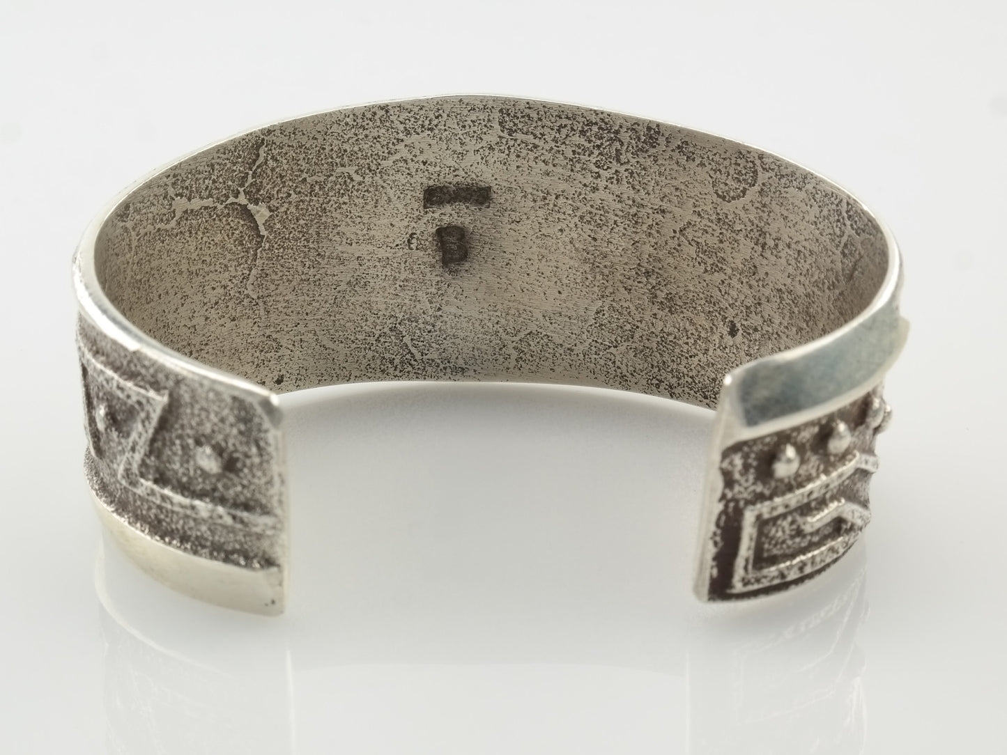 Native American Sterling Silver Cuff Bracelet Tufa Cast
