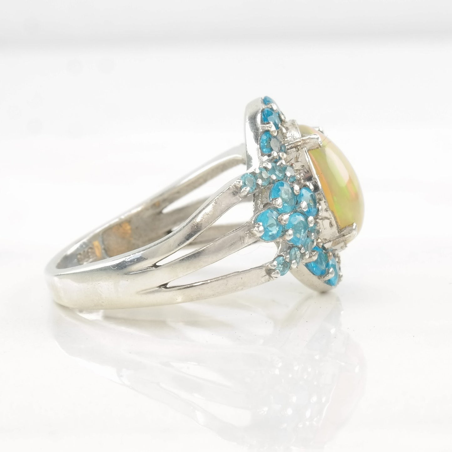 Vintage STS Silver Ring Opal, Apatite Sterling Size 9 1/4