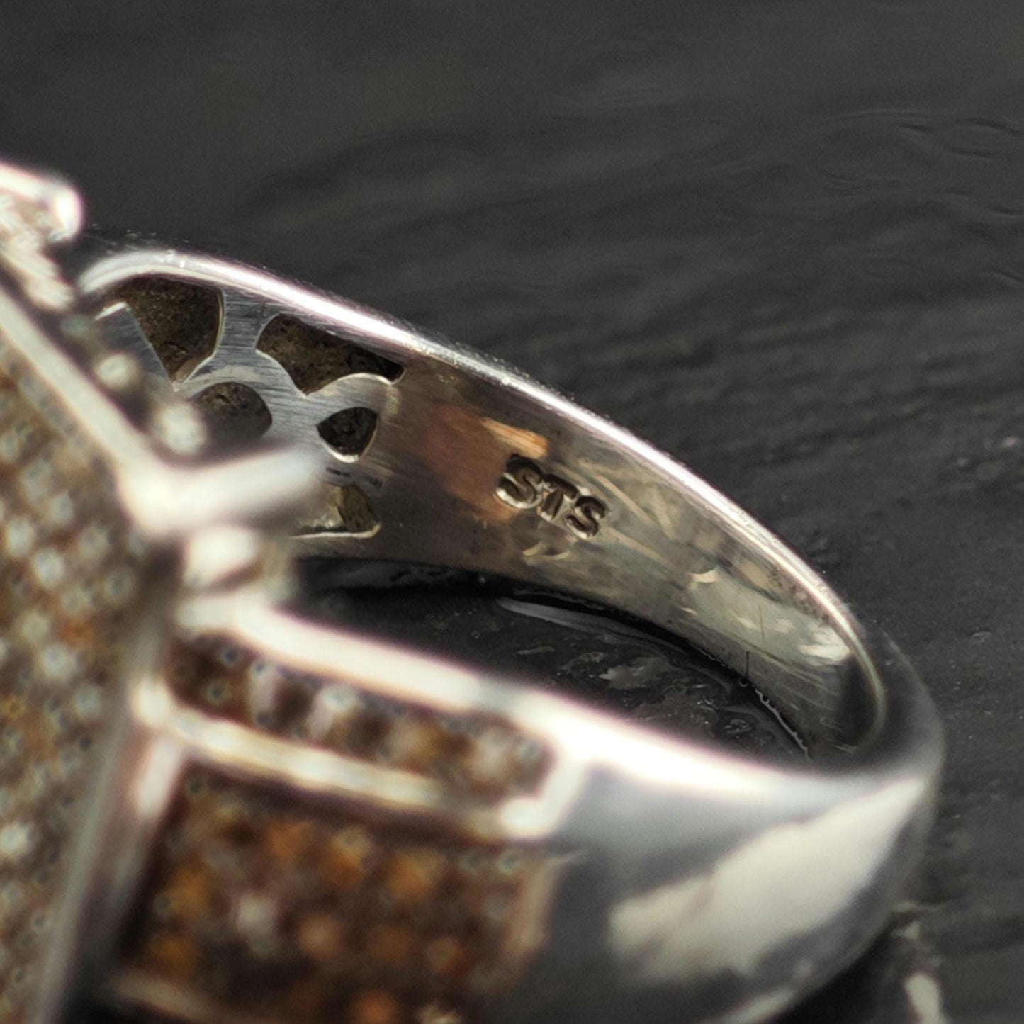 3/4 cttw Brown Diamond Square Sterling Silver Ring Sz 6 R6550
