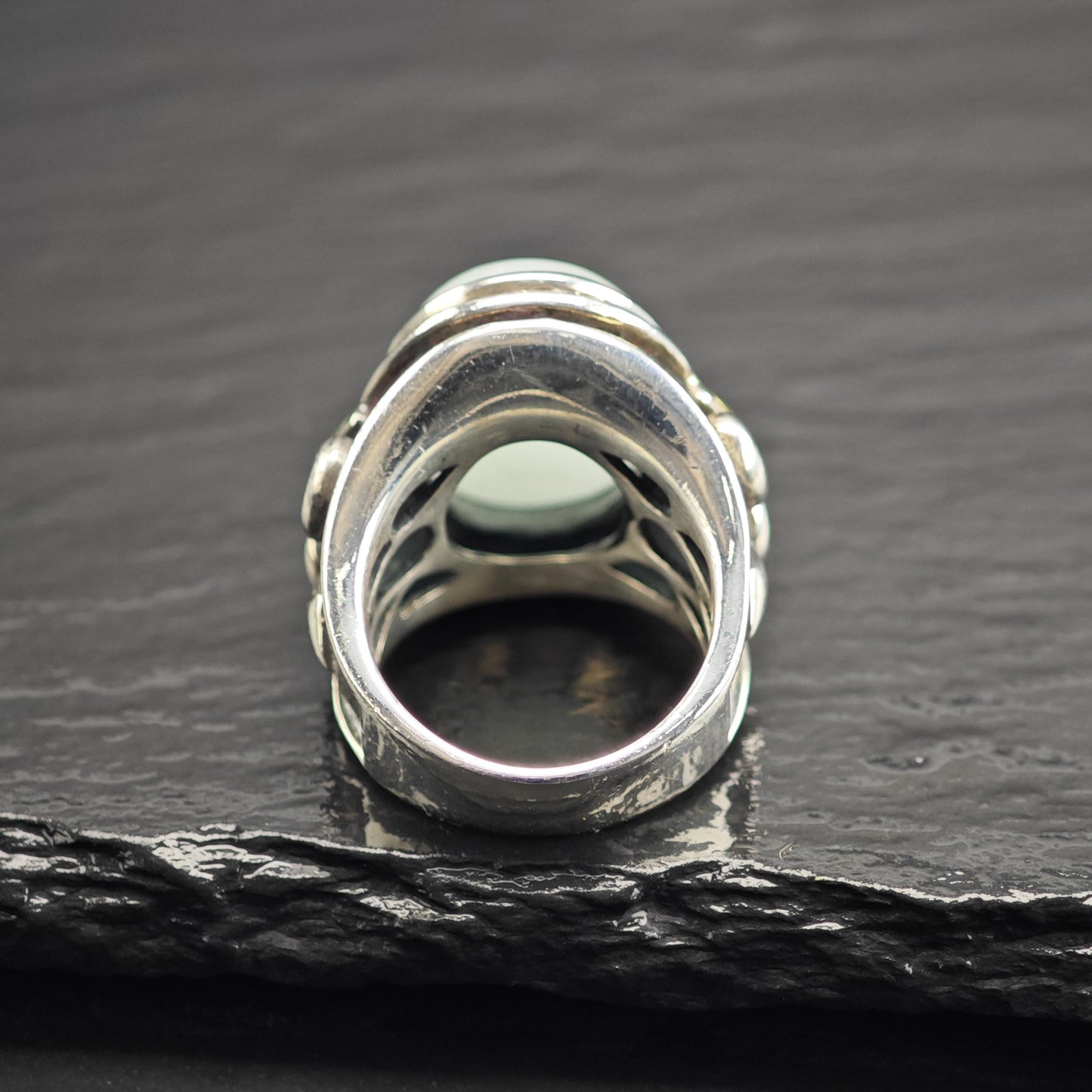 BJC Aquamarine Cabochon 18K Gold Accent Sterling Silver Ring Sz 5 1/4 R6690