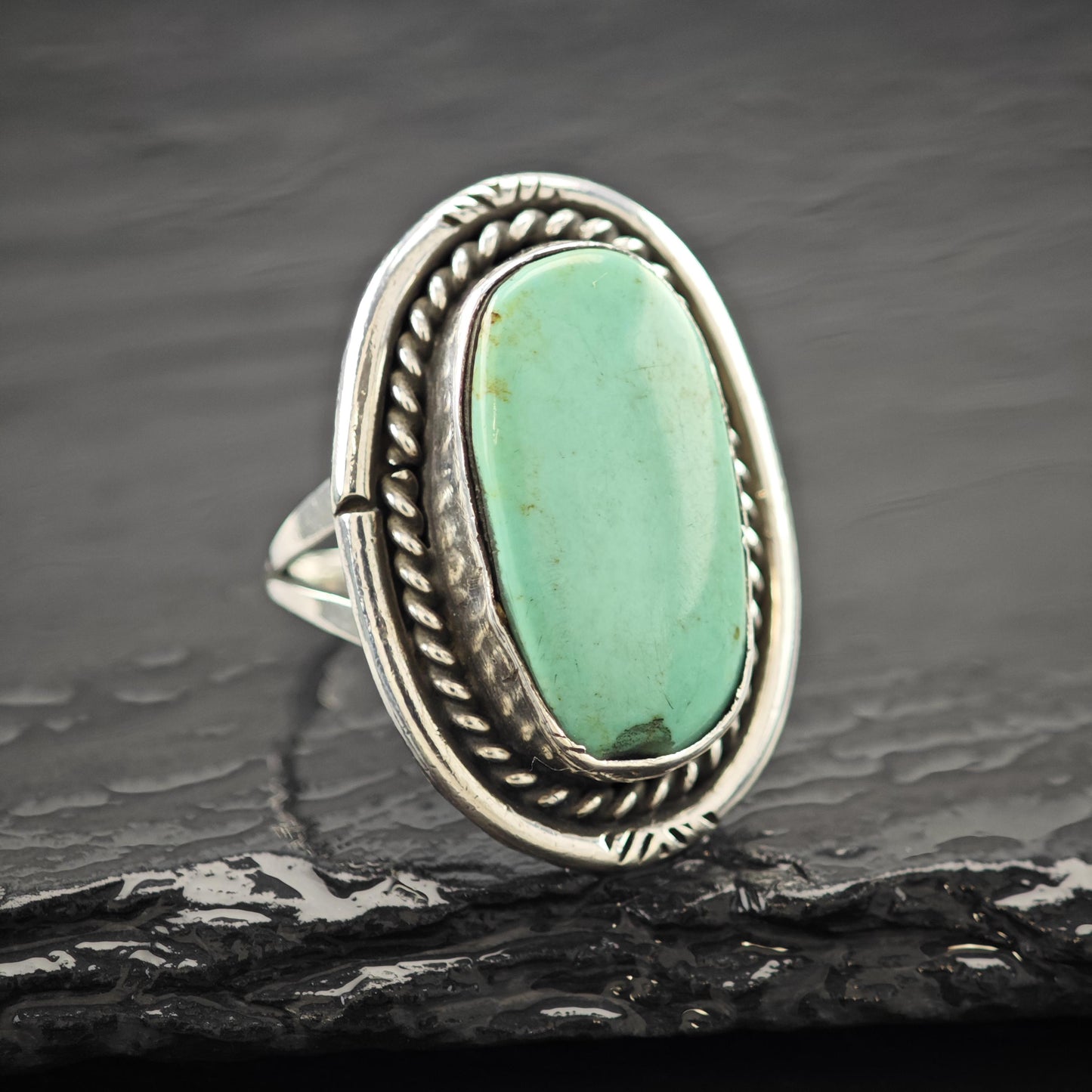 Southwest Turquoise Ring: Sterling Silver Jewelry Size 8 1/4