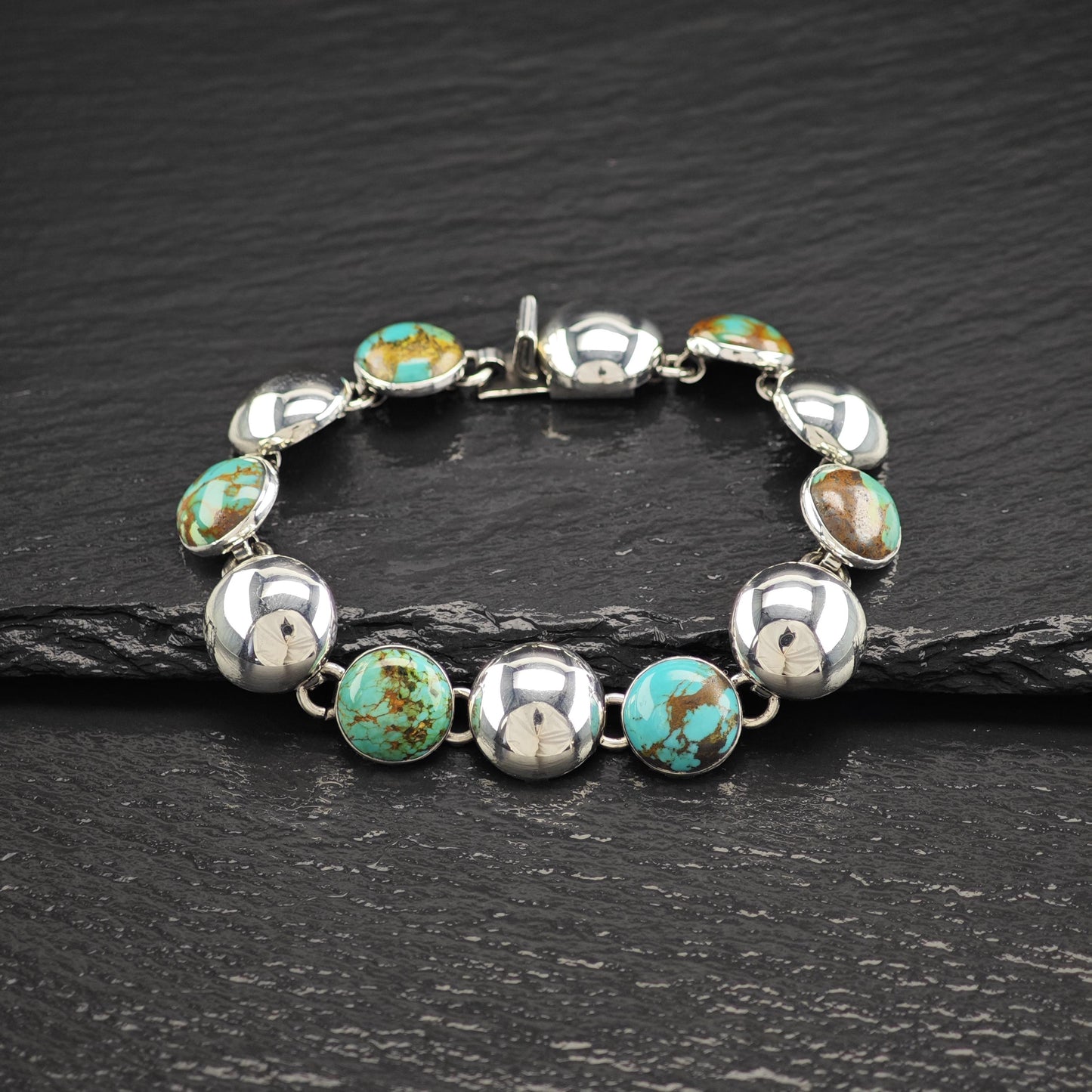 Mexico Turquoise Modernist Bracelet Sterling Silver