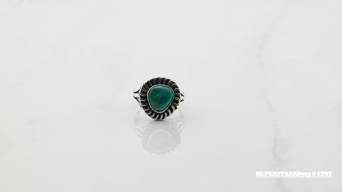 Southwest Silver Ring Turquoise Sterling Blue Size 5.5