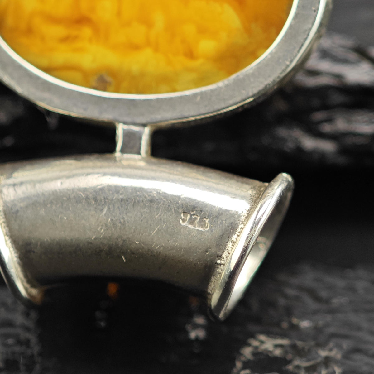 Butterscotch Amber Tube Bail Sterling Silver Pendant P3130