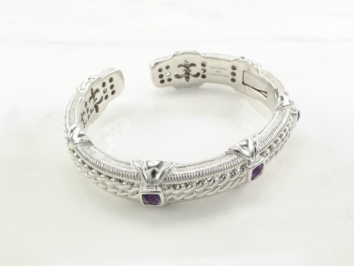 Judith Ripka Sterling Silver Cuff Bracelet Purple Amethyst