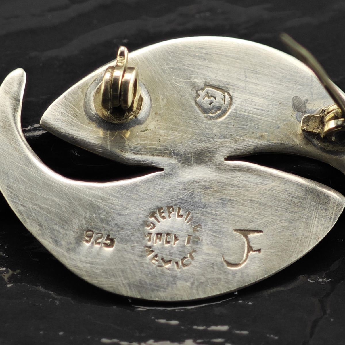 Jose Fuentes Fish Blue Enamel Sterling Silver Brooch B2274