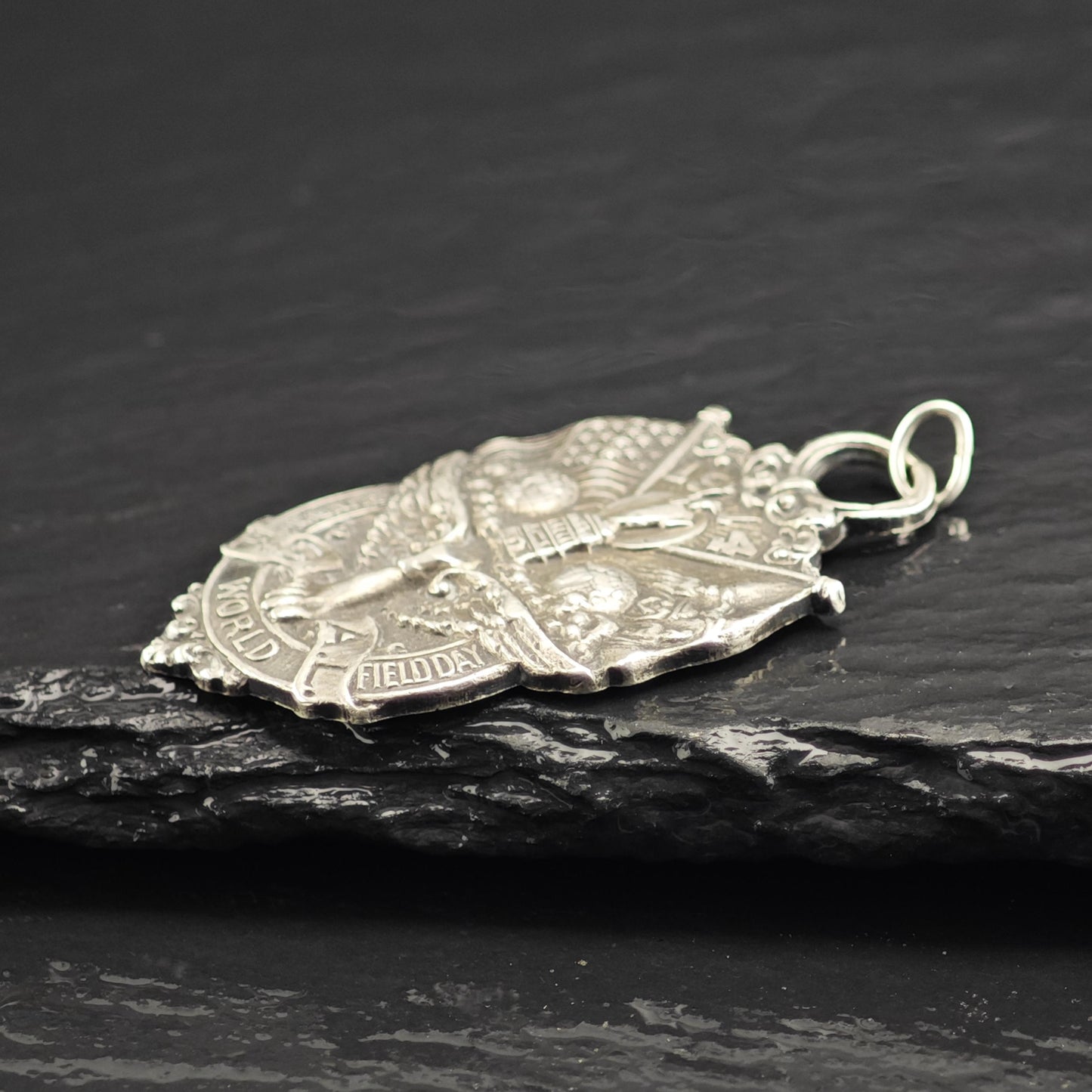 Antique 1914 Sunday World New York City Track Medal Sterling Silver Pendant P3068