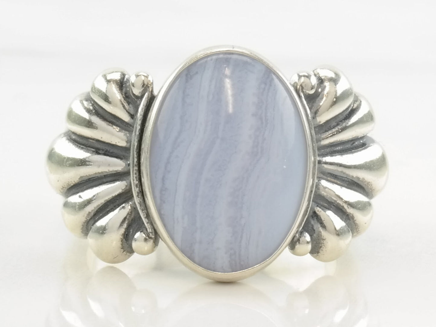 Carolyn Pollack Ring Blue Lace Agate Ring Sterling Silver Size 5 1/4