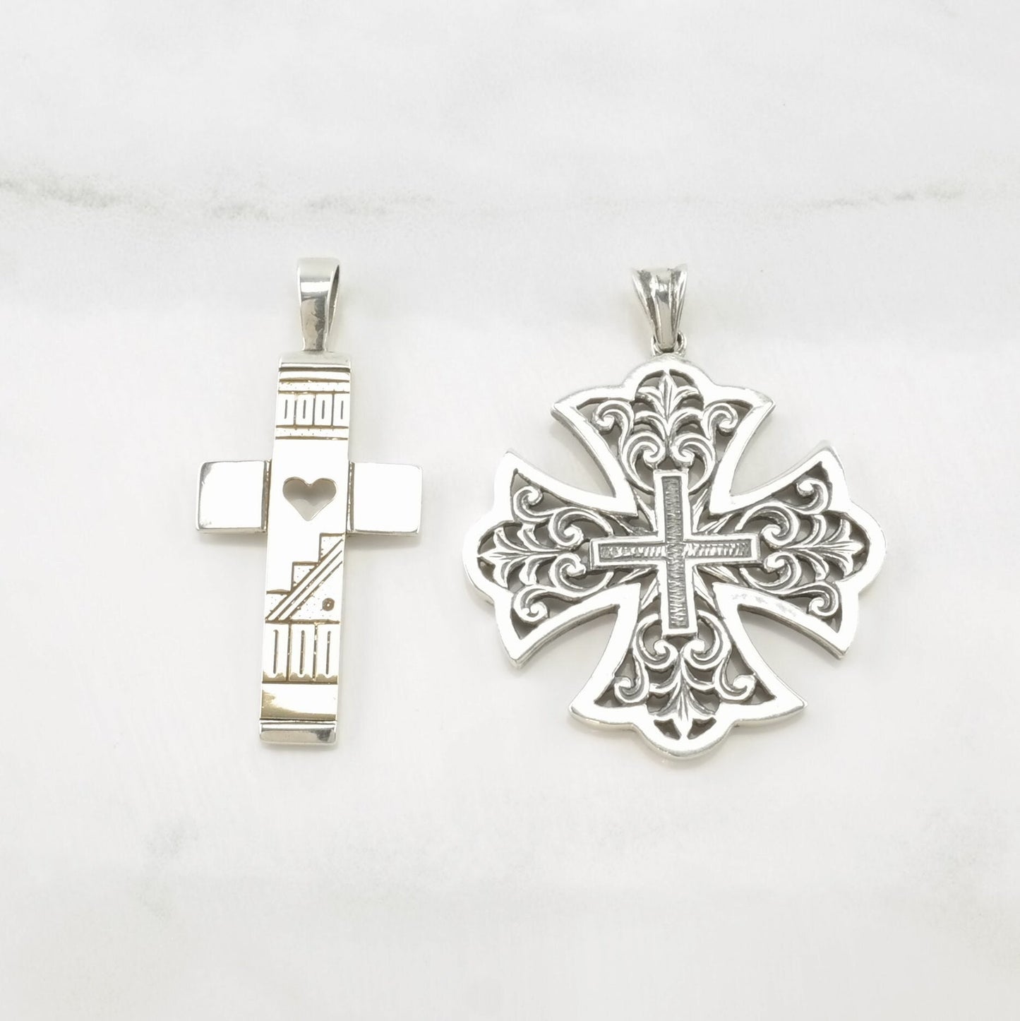 Choice of Vintage Cross Cutouts Sterling Silver Pendant