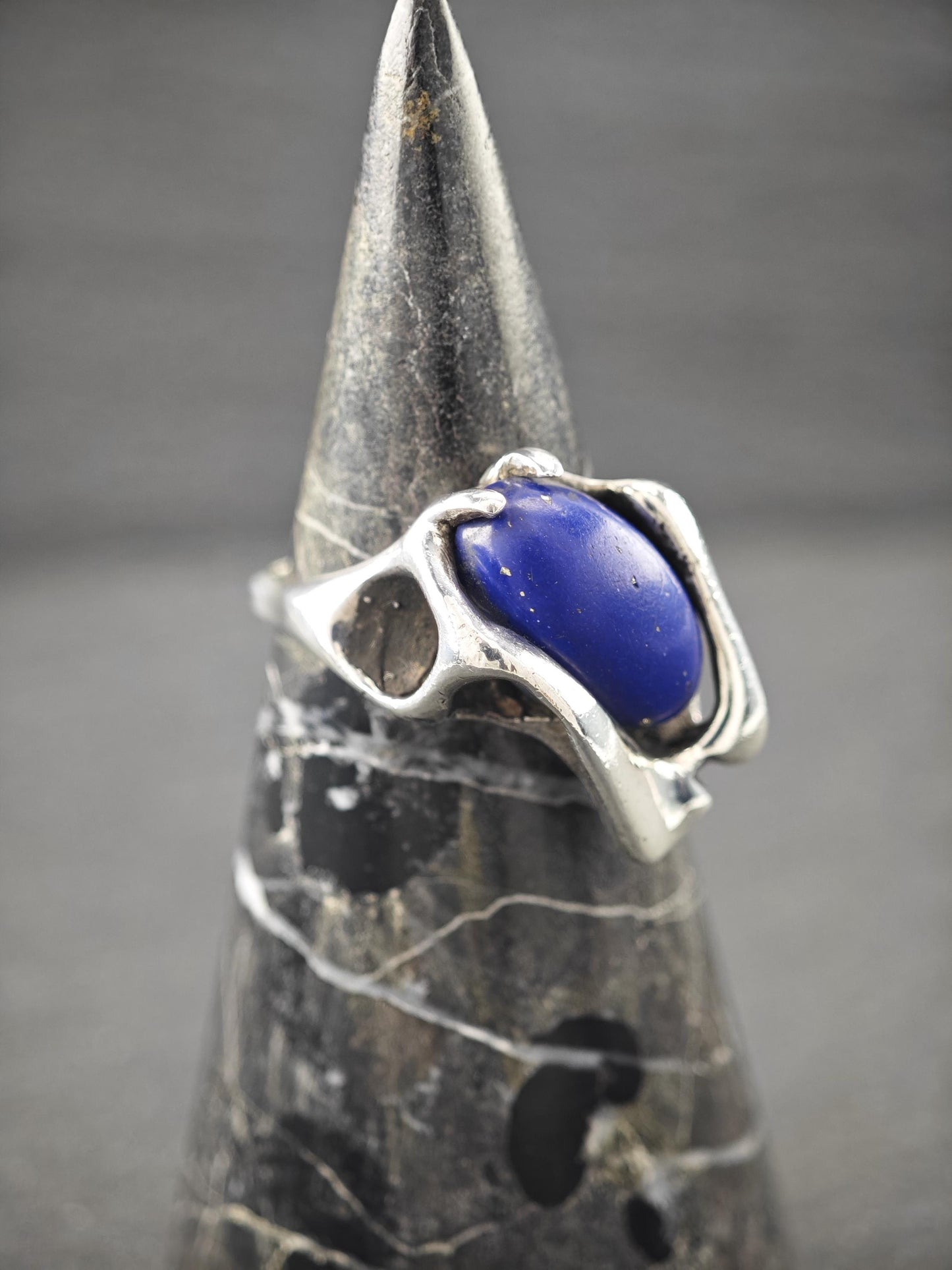 Vintage Abstract, Lapis Ring Sterling Silver