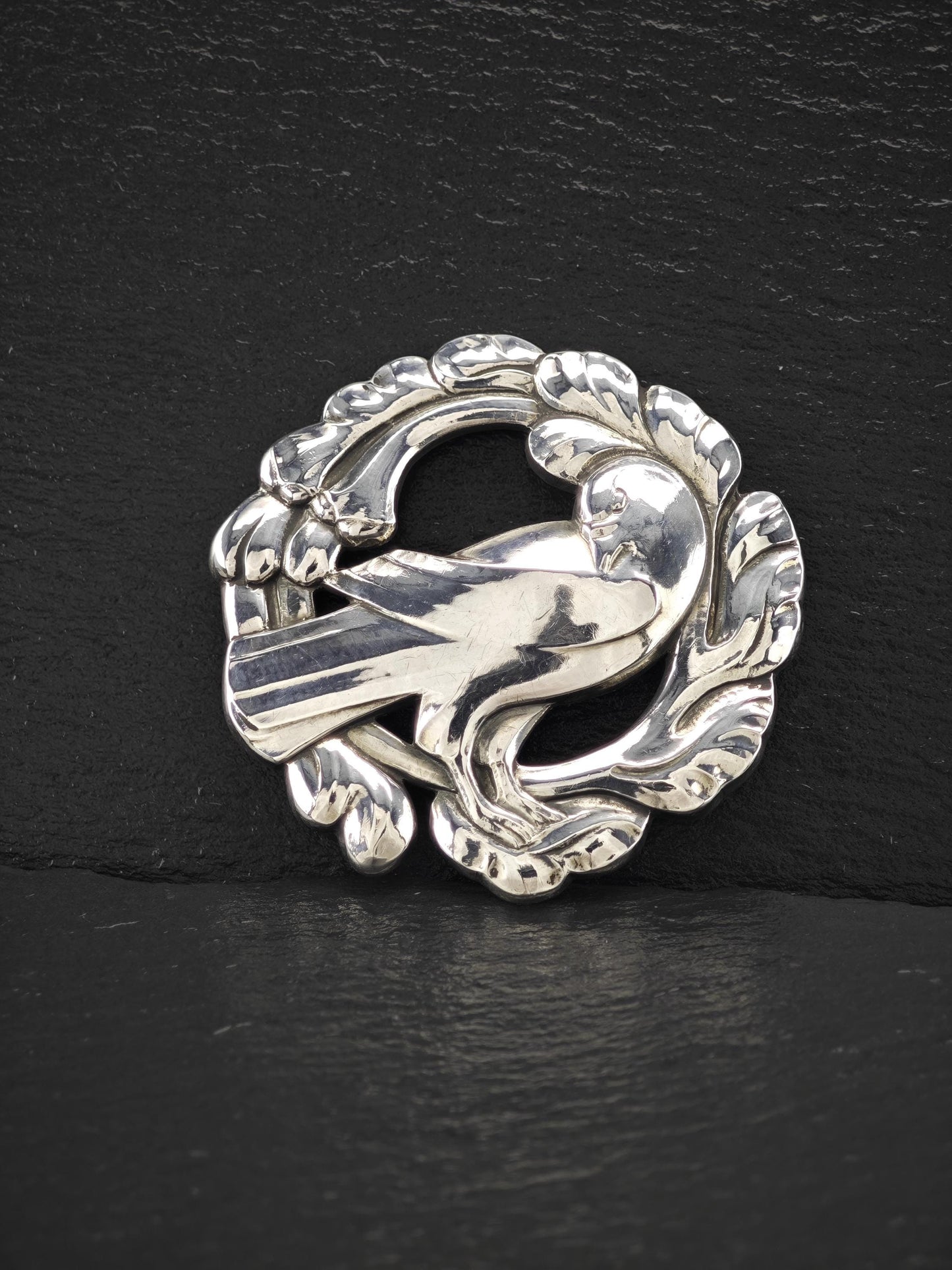 Georg Jensen 70, Floral Bird Brooch Sterling Silver