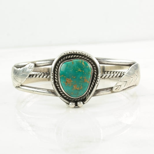 Sterling Silver Cuff Bracelet Blue Royston, Turquoise Feather