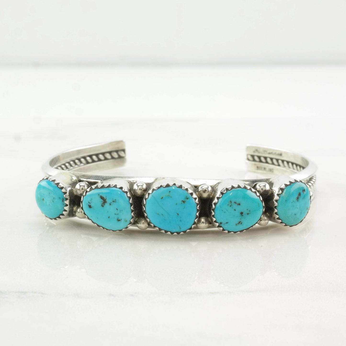 Native American Sterling Silver Cuff Bracelet Turquoise, Sleeping Beauty
