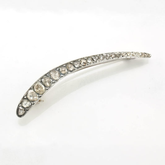 Victorian Style Sterling Silver Brooch Serpent, Rose Cut Diamond