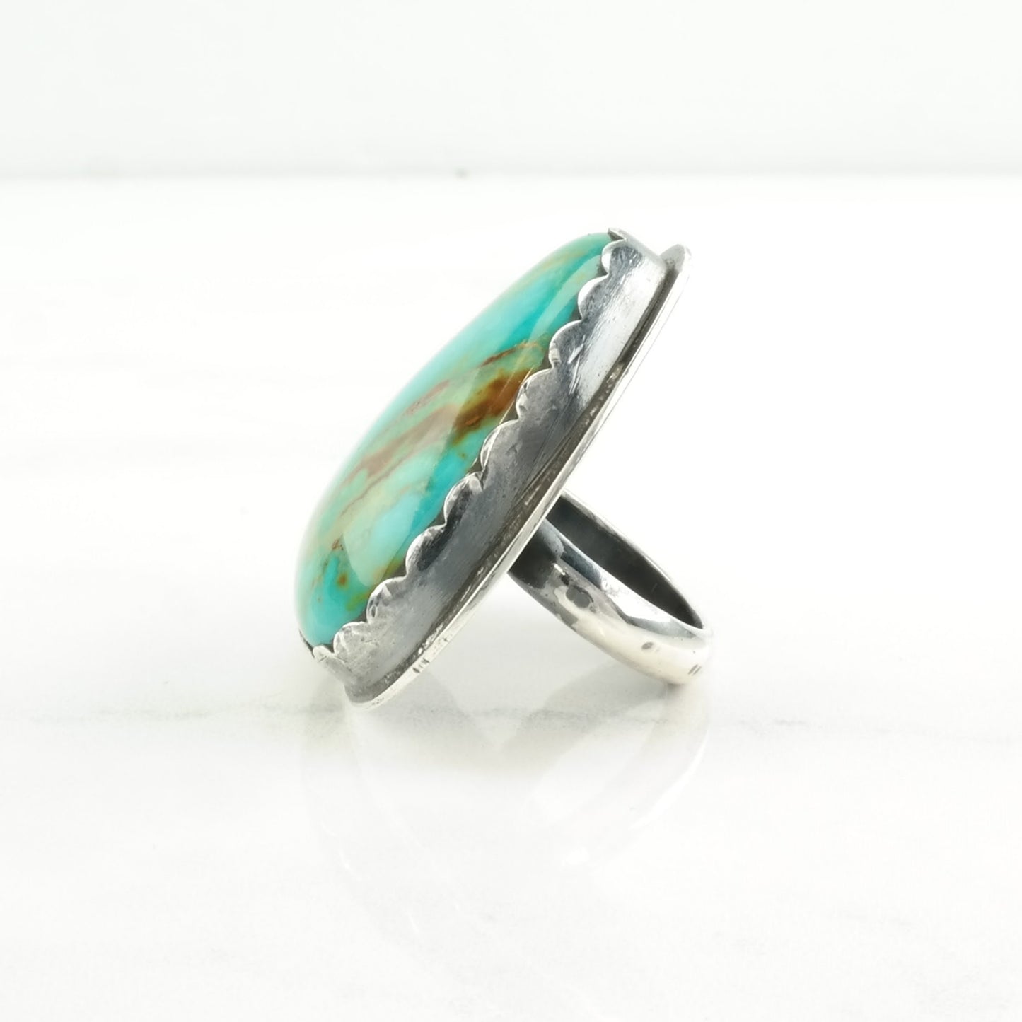 Southwest Silver Ring Turquoise Large Sterling Blue Size 5 1/2