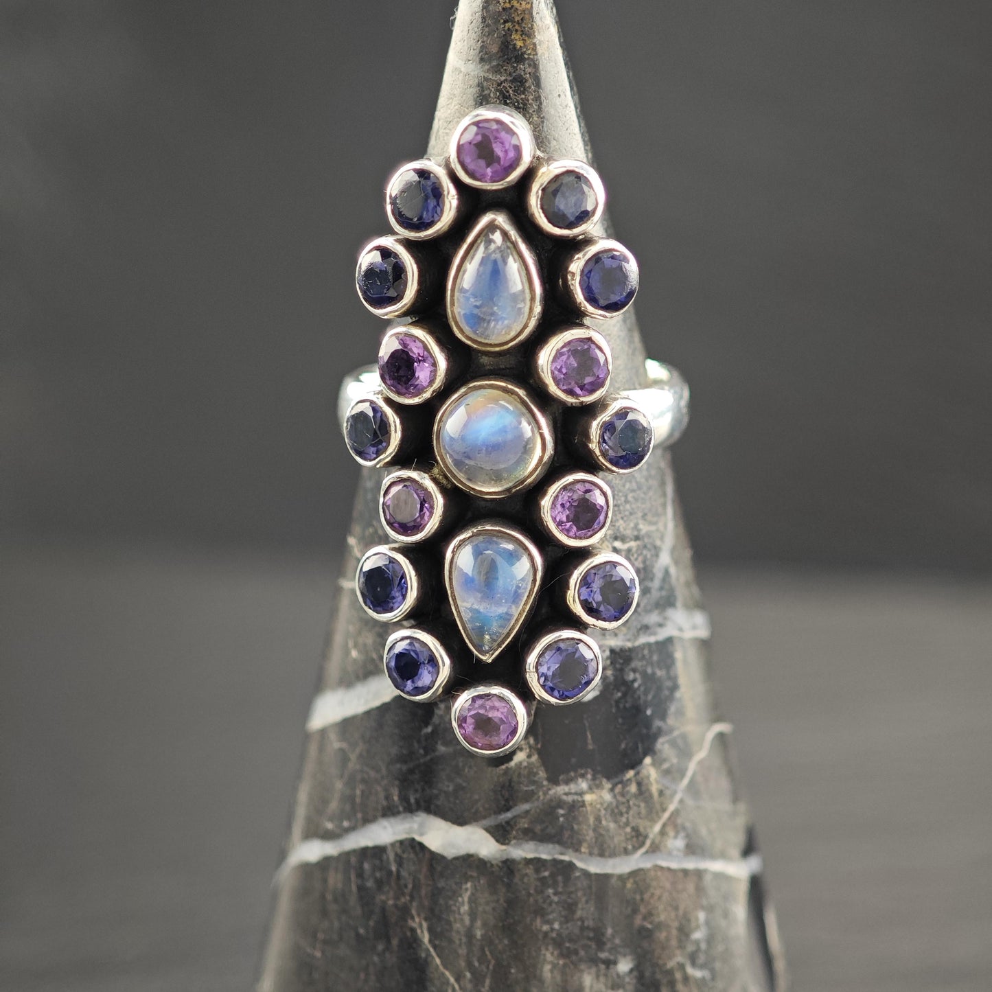 Nicky Butler Moonstone, Amethyst Ring Sterling Silver R5816