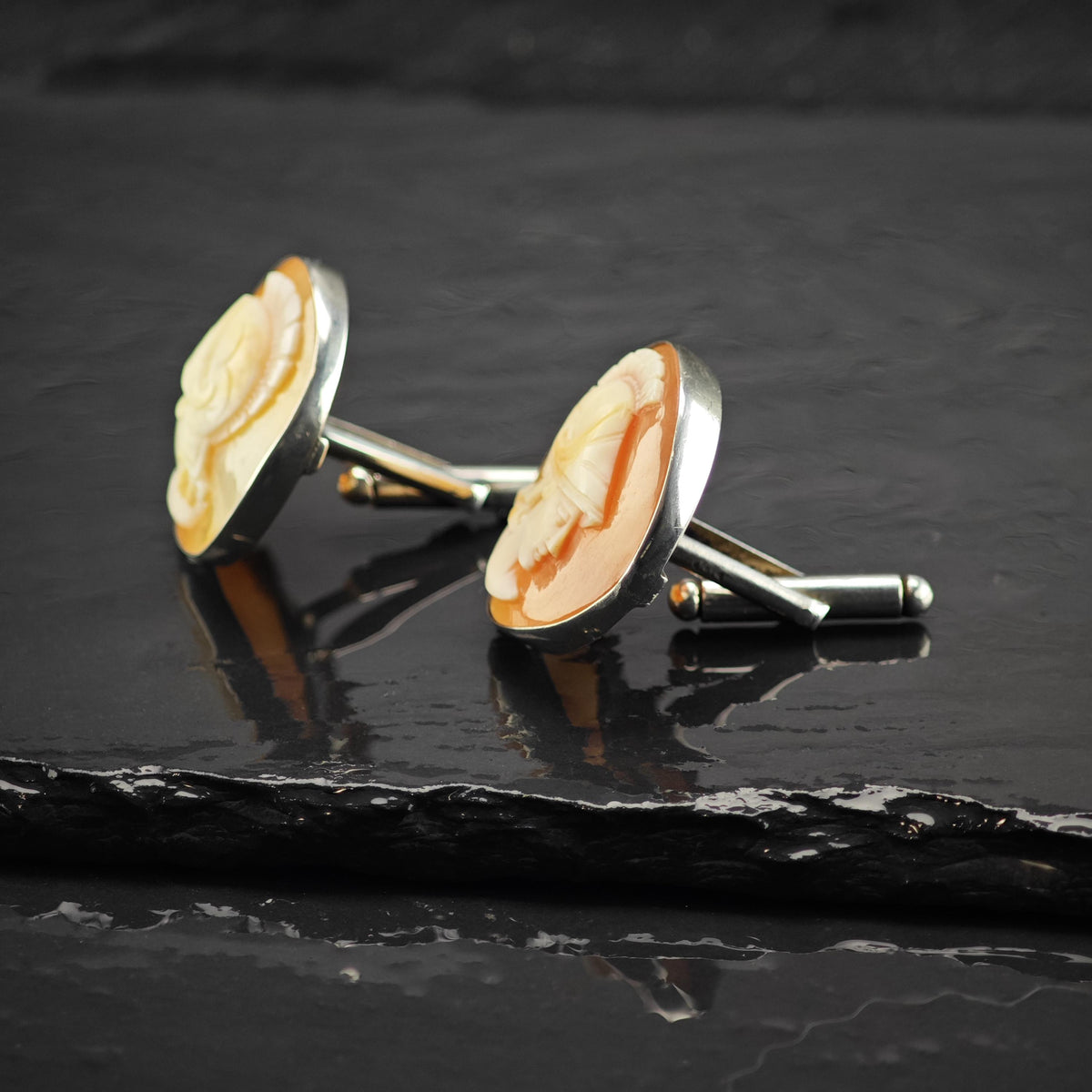 Trojan/Spartan Cameo Circle Sterling Silver Cufflinks MISC0433