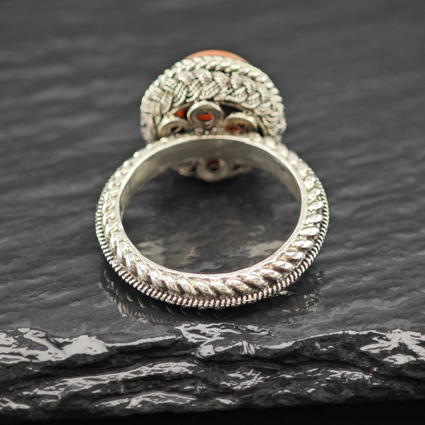 Pink Gemstone Cable Ring Sterling Silver Sz 7 R6133