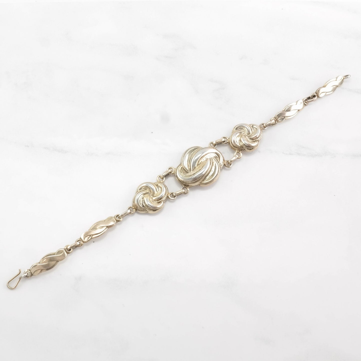 Victorian Love Knot Gold Gilded 800 Sterling Silver Link Bracelet