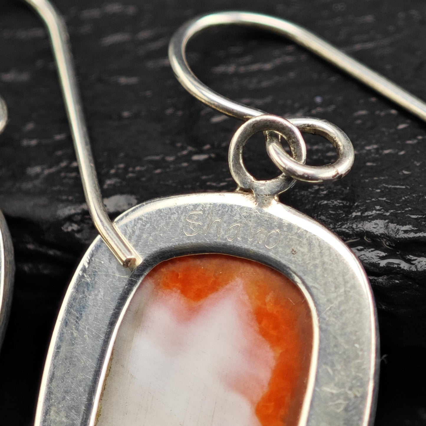 Orange Spiny Oyster Dangle Sterling Silver Earrings ER3114