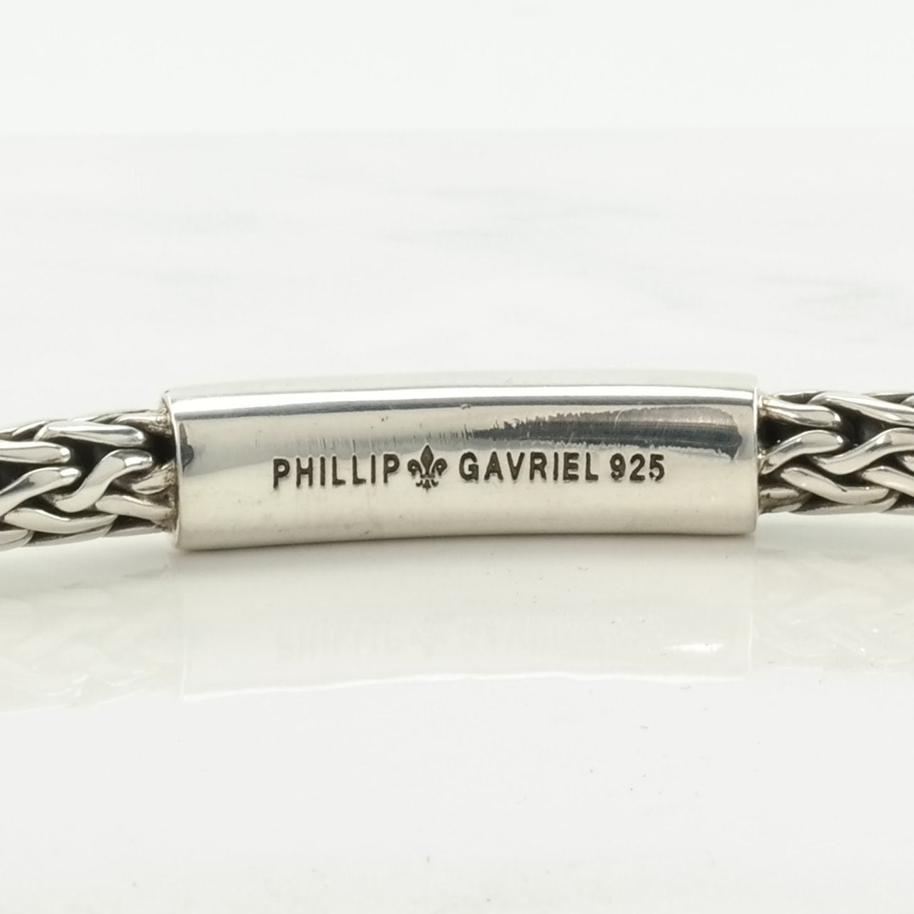 Philip Gavriel Sterling Silver Link Bracelet White Sapphire Wheat Chain