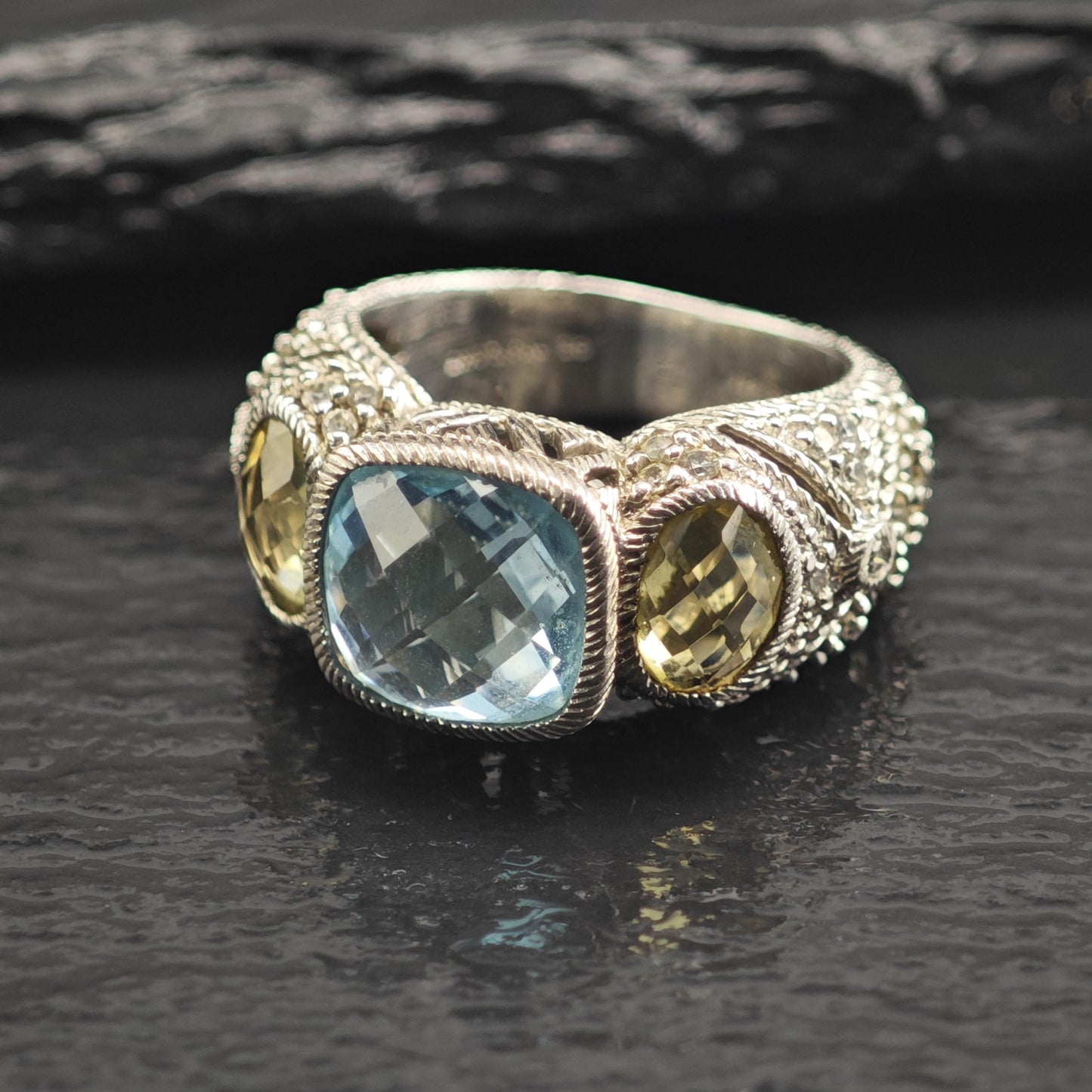 Judith Ripka Topaz Prasiolite Sterling Silver Ring Sz 6 R6681