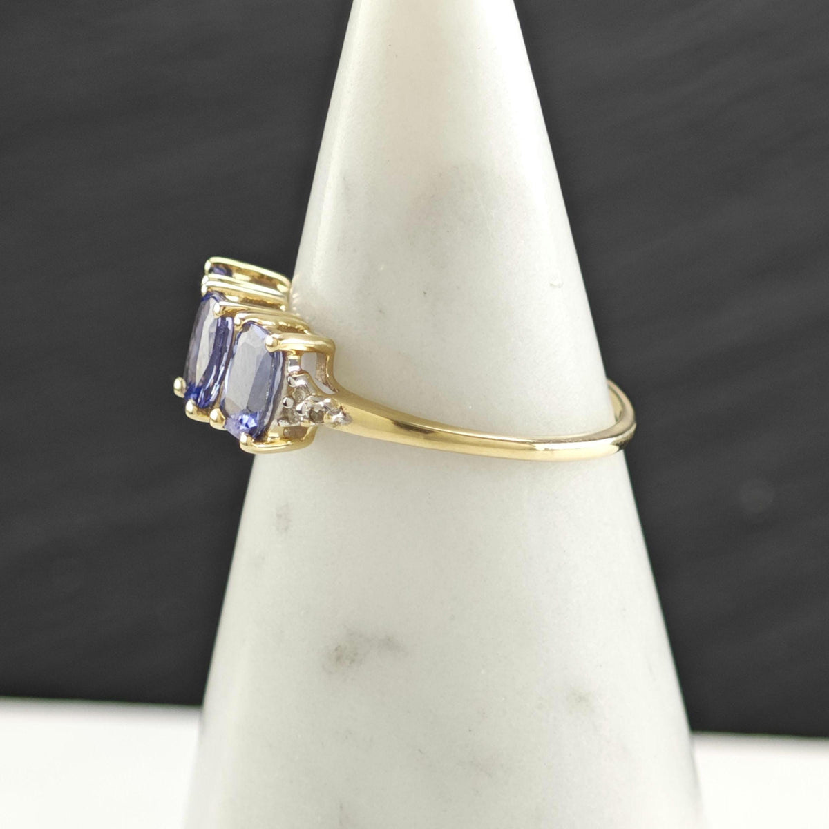 Tanzanite & Diamond 10K Gold Ring Sz 8 R6778