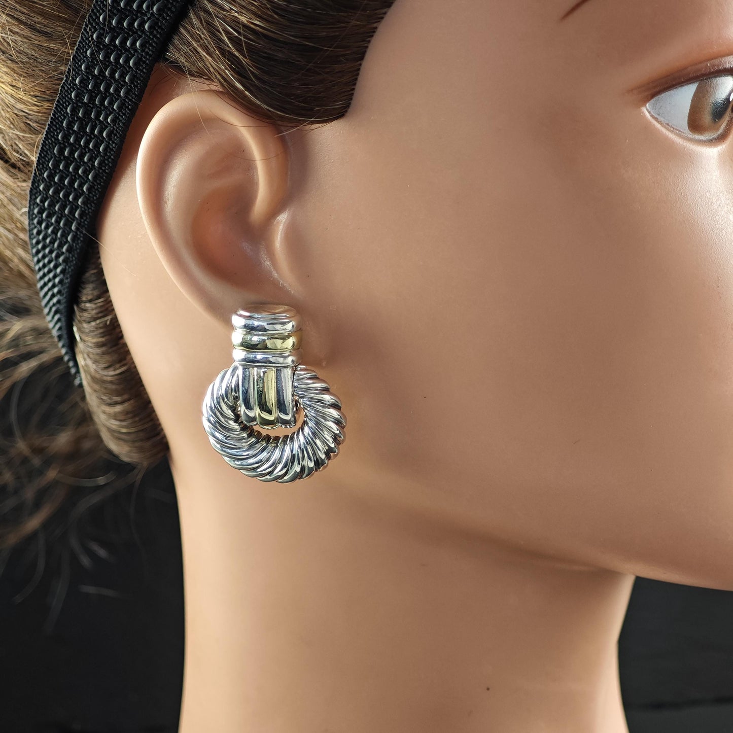David Yurman Doorknockers, 14k Gold Accent & Post Omega Back/Dangle Earrings Sterling Silver